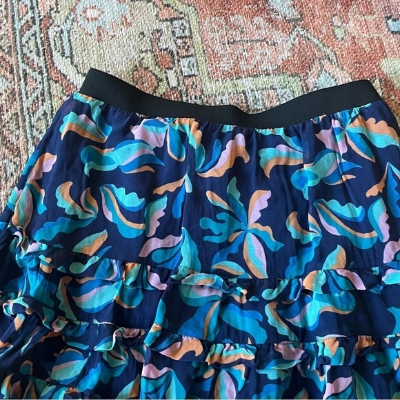 Maeve by Anthropologie Size Medium A-Line Ruffle Geometric Blue Skirt - Picture 6 of 6